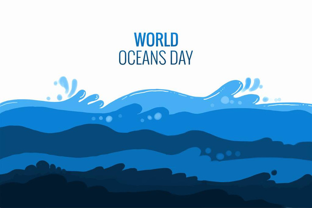 Celebración del Día Mundial del Océano sobre fondo de olas marinas - Vector, Imagen