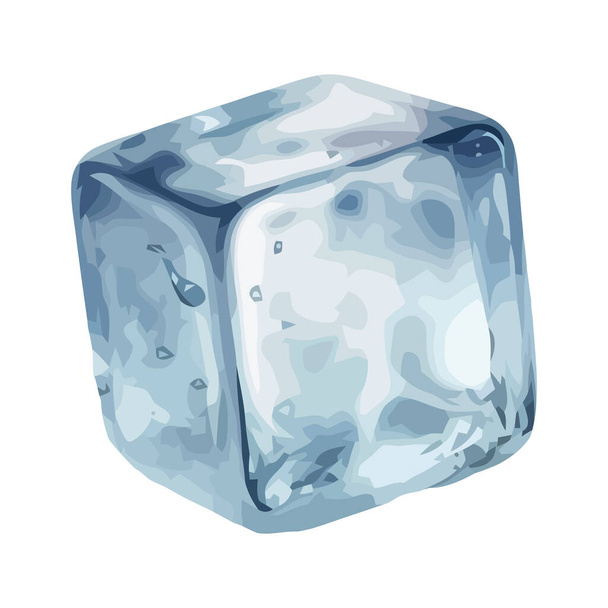 Frozen ice cubes in blue, solid and transparent icon isolated - Wektor, obraz