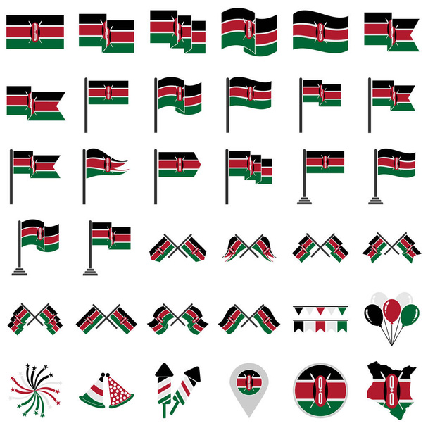 Κένυα σημαίες εικονίδιο που, Κένυα ημέρα ανεξαρτησίας εικονίδιο που διάνυσμα σύμβολο σύμβολο - Διάνυσμα, εικόνα