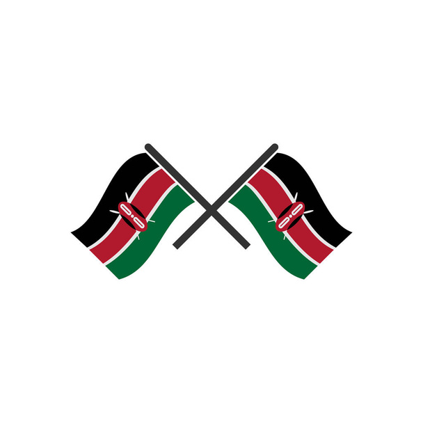 Ensemble d'icônes des drapeaux du Kenya, Ensemble d'icônes du jour de l'indépendance du Kenya - Vecteur, image