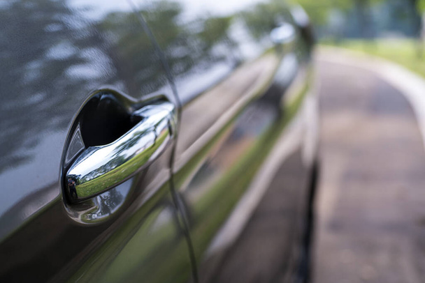 Modern car exterior door handle close up - 写真・画像