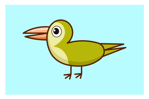 A vektor illusztráció művészet aranyos madár hosszú csőr rövid lábak aranyos szemek  - Vektor, kép