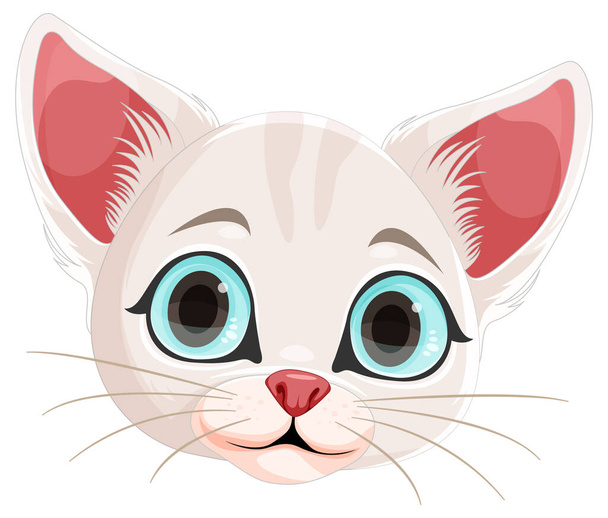 Tête de chaton mignonne en dessin animé Illustration de style - Vecteur, image