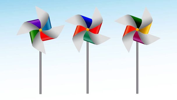 detailed windmill toy realistic isolated on white background 3D illustration - Wektor, obraz