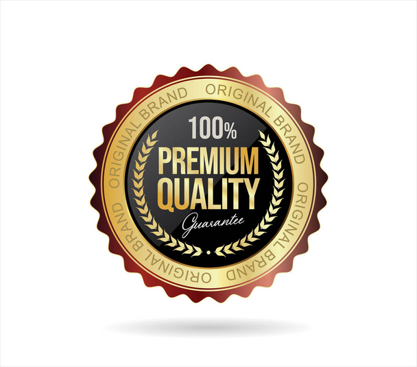 Best Quality golden badge isolated on white background  - Вектор,изображение