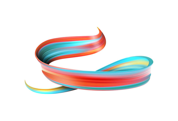 Реалістична барвиста композиція малювання пензлем з ізольованим смугастим вихром на порожньому фоні Векторні ілюстрації
 - Вектор, зображення
