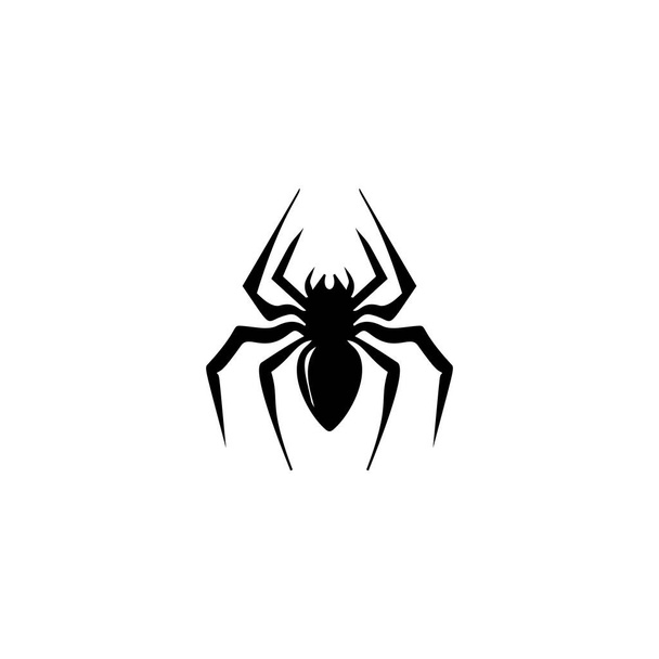 Spider icon, black widow silhouette. Halloween animal symbol, arachnid sign, bug pictogram, spider vector icon isolated - Vector, Image