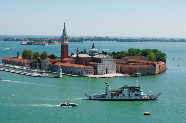 Vista panorámica de Venecia desde el Campanario de San Marcos. Venecia ciudad en el agua. Isla de Venecia - Foto, Imagen