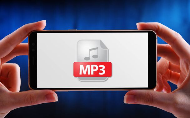 Chytrý telefon zobrazující ikonu MP3 souboru - Fotografie, Obrázek