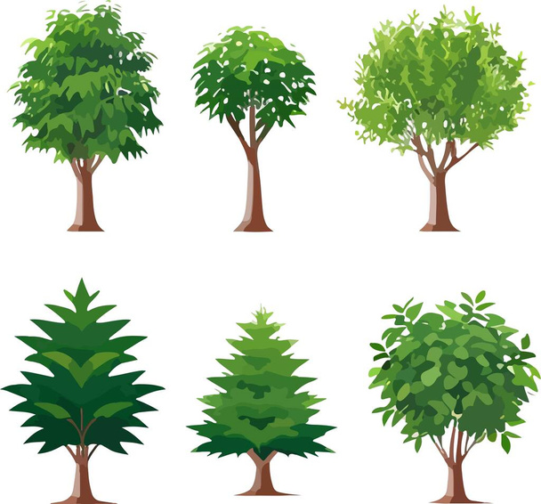 Extraordinary forest trees bushes plants art vector. Vector illustration - Vektori, kuva