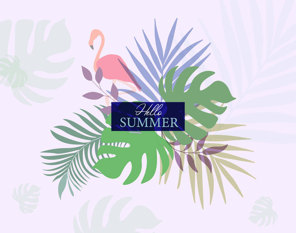 Tropical plant poster design with summer banner vibes artwotk - Вектор,изображение