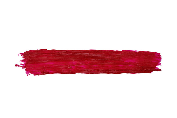 Amostra de batom vermelho isolado no fundo branco. Pincel de batom ou sombra de olho molhado para design. - Foto, Imagem