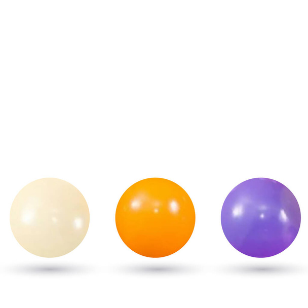 Set of glossy colored balls on a gray background. - Vecteur, image