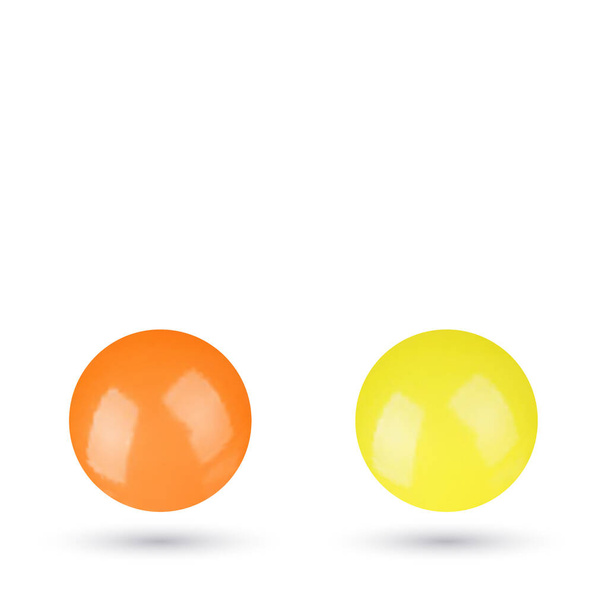 vector illustration realistic yellow and orange color 3D glittering ball design template on the white background. - Vector, imagen