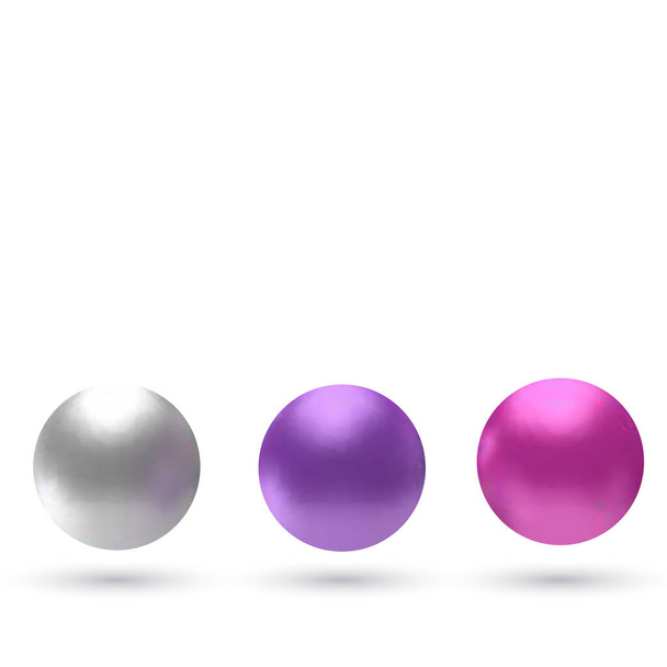 Color set glossy bubbles. Background with realistic 3d balls. Abstract minimal design. Vector illustration - ベクター画像