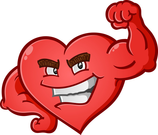 Coeur Flexible Muscles caractère de bande dessinée
 - Vecteur, image