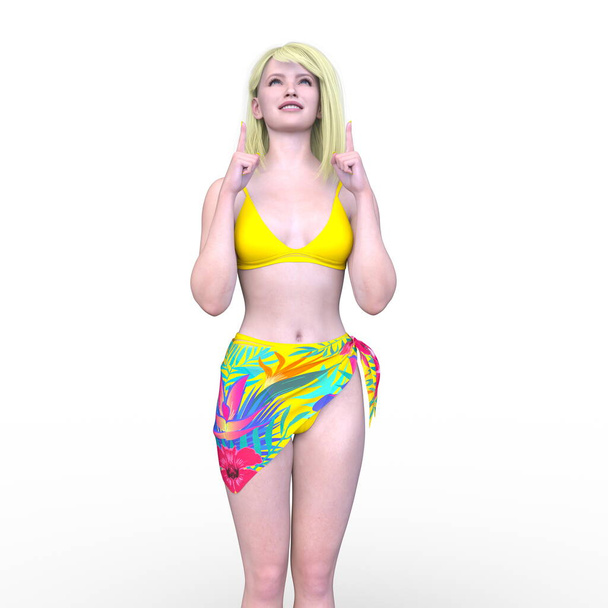 3D rendering of a woman in bikini - Фото, изображение