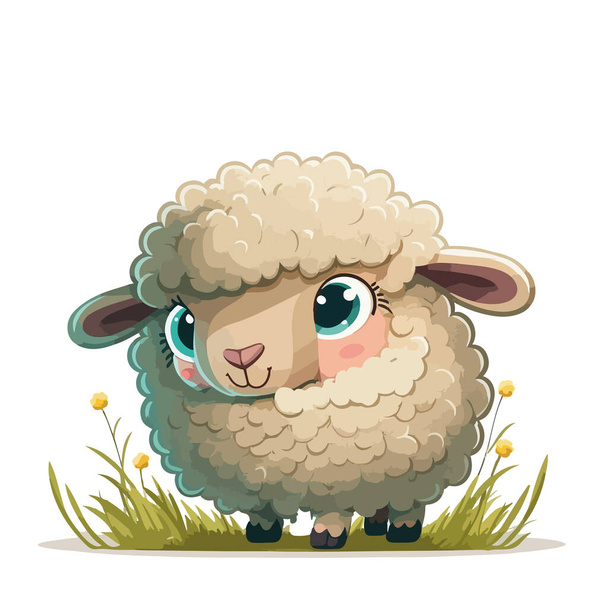 illustration of cute sheep with a white background - Vektor, Bild