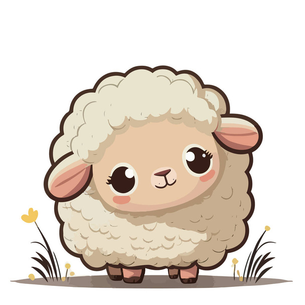 ilustración de ovejas lindas en un sombrero - Vector, Imagen