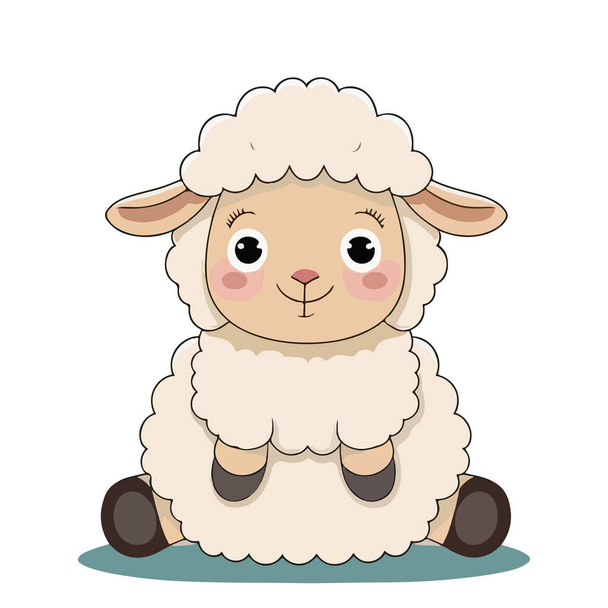 cute sheep cartoon character vector illustration  - Вектор,изображение
