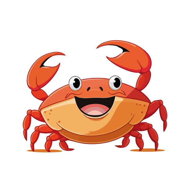 happy smiling crab cartoon character isolated on white  - Vector, Image