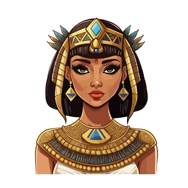 egyptian woman in a beautiful ancient egyptian pharaoh. vector  - Vector, Image