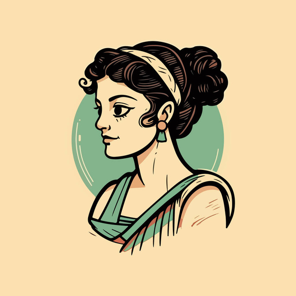 retro sketch of a woman in ancient greek dress.  - Vektor, kép