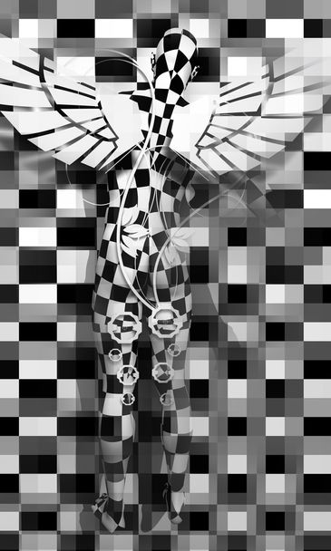 Black end Branco anjo quadriculado
 - Foto, Imagem