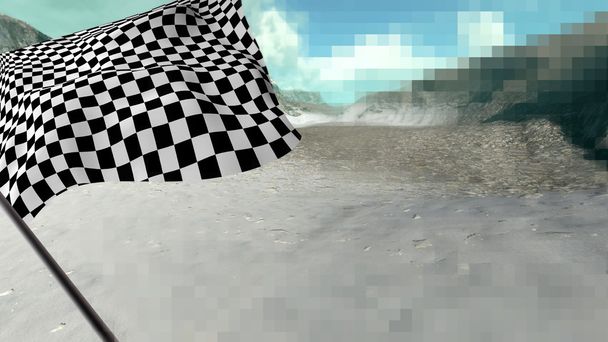 Nagy kockás zászló készült 3D-s szoftver  - Fotó, kép