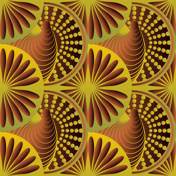 Bezszwowe teksturowane abstrakcyjne tło w ciemnobrązowych i złotych żółtych kolorach - Wektor, obraz