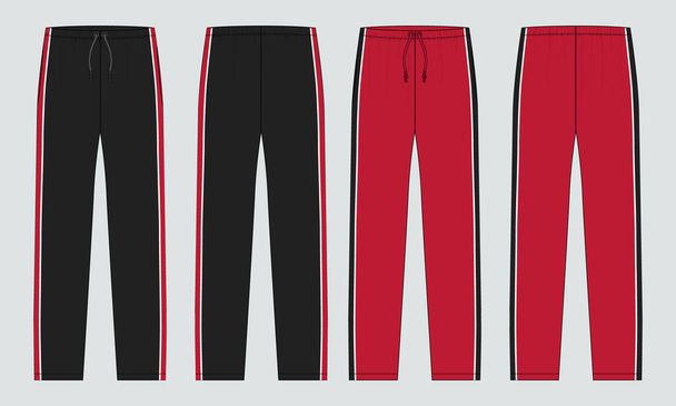 Jersey jogger pants Technical drawing fashion flat sketch vector illustration template front and back views - Вектор, зображення