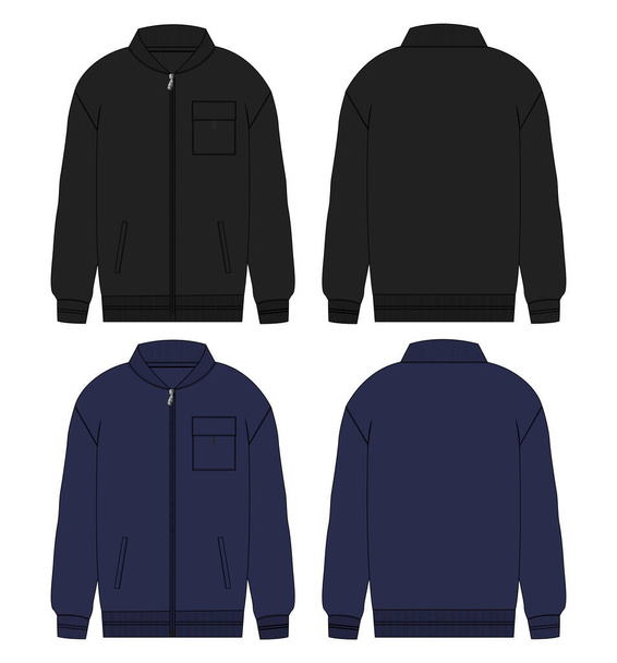 Sweatshirt Jacke Vektor Illustration Vorlage Vorder- und Rückansichten - Vektor, Bild