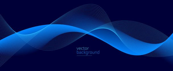 Flowing dark blue curve shape with soft gradient vector abstract background, relaxing and tranquil art, can illustrate health medical or sound of music. - Vetor, Imagem