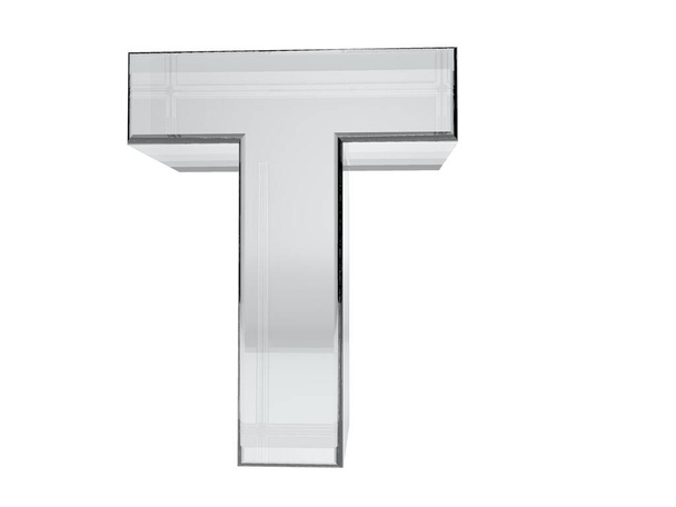 Letter T transparent glass 3d rendering. Background easy cut. Saved selection - Photo, Image