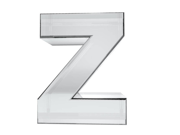 Lettera Z vetro trasparente rendering 3d. Sfondo facile taglio. Selezione salvata - Foto, immagini