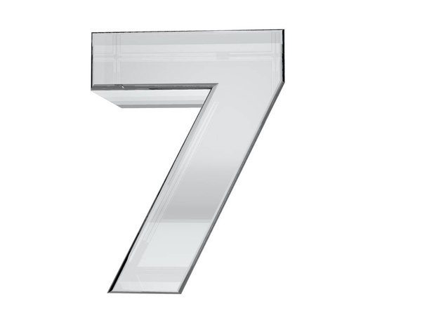 Number 7 transparent glass 3d rendering. Background easy cut. Saved selection - Photo, Image