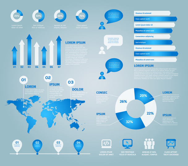 Blue set of vector infographic elements - Vektor, Bild