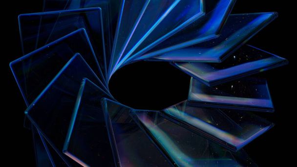 Futuristic background illustration with glass shapes. Abstract 3d background. Glowing glass - Фото, зображення
