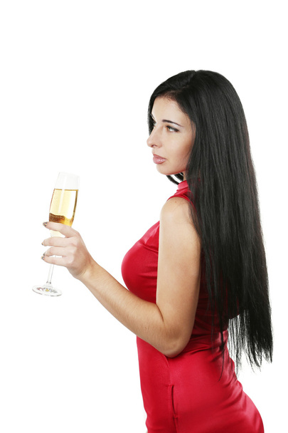 Woman with a glass of champagne - Photo, image