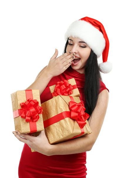 Woman with christmas gifts - Foto, afbeelding