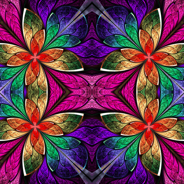 Симметричный разноцветный узор в стиле витража
.  - Фото, изображение