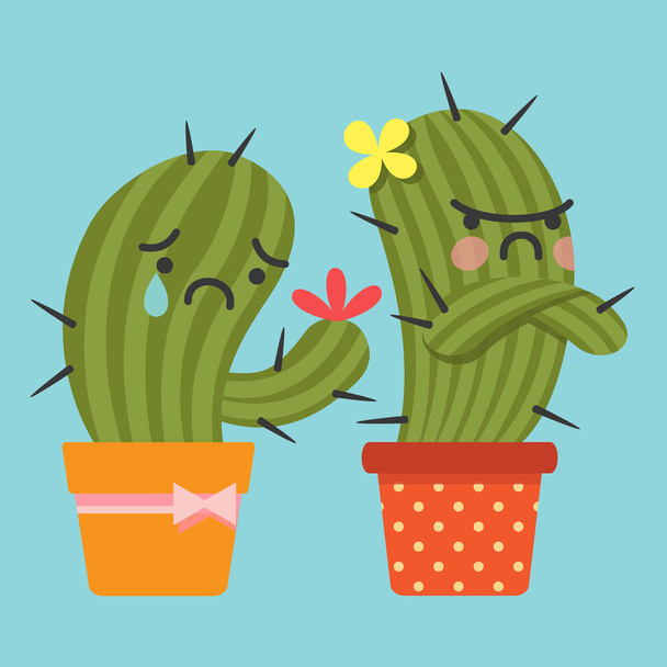 Reconcile and loving couple of cactus - Vector, Image