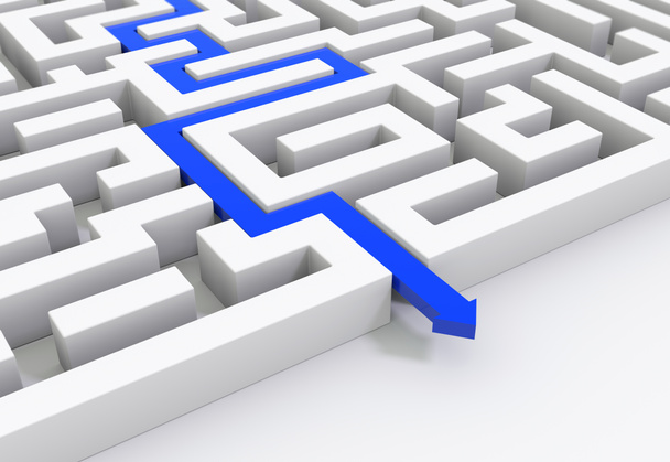 Flèche bleue mène à travers un labyrinthe
 - Photo, image