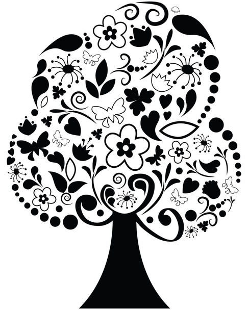 Floral ornate tree - vector - Vector, imagen