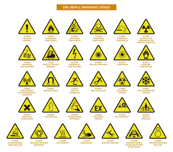 serie di 4844-2 segnali di avvertimento su sfondo bianco - Vettoriali, immagini