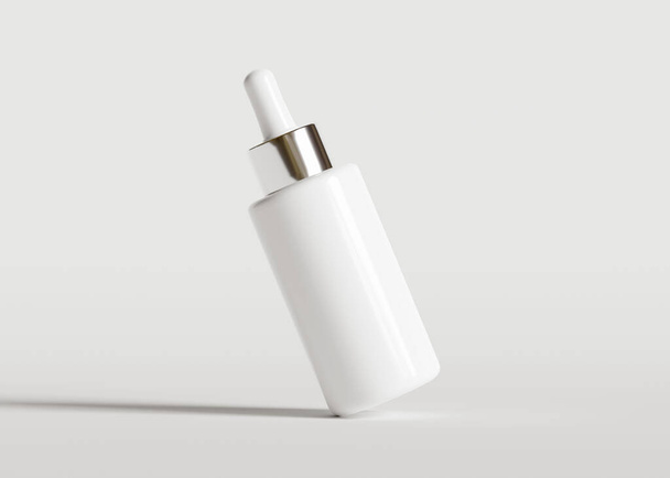 A cosmetic bottle with a white color with a texture that looks real made using 3D software, this cosmetic bottle can be used to complete your project - Fotoğraf, Görsel