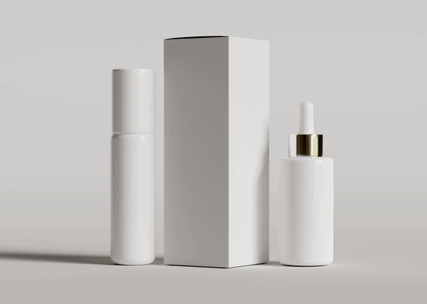 A cosmetic bottle with a white color with a texture that looks real made using 3D software, this cosmetic bottle can be used to complete your project - Foto, Imagem