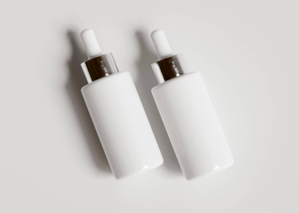 A cosmetic bottle with a white color with a texture that looks real made using 3D software, this cosmetic bottle can be used to complete your project - Фото, изображение