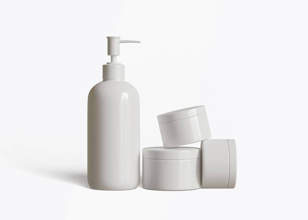 A cosmetic bottle with a white color with a texture that looks real made using 3D software, this cosmetic bottle can be used to complete your project - Foto, immagini