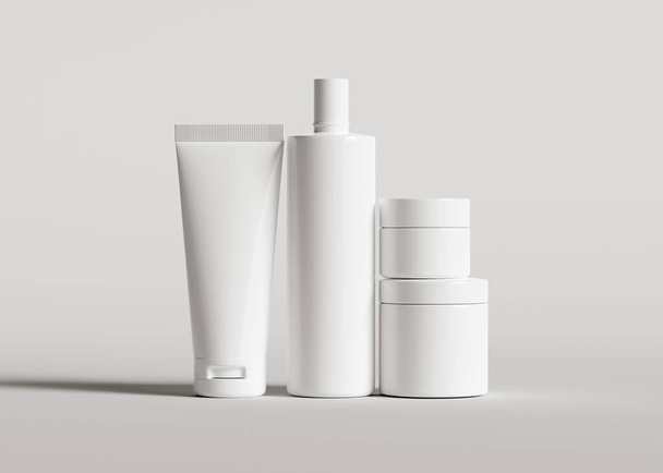 A cosmetic bottle with a white color with a texture that looks real made using 3D software, this cosmetic bottle can be used to complete your project - Foto, imagen